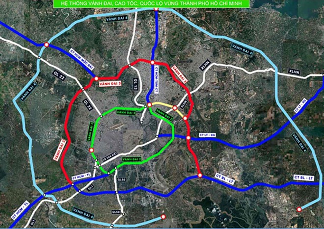 Hệ thống đường vành đai, cao tốc, quốc lộ kết nối TPHCM. Ảnh: Sở GTVT TPHCM