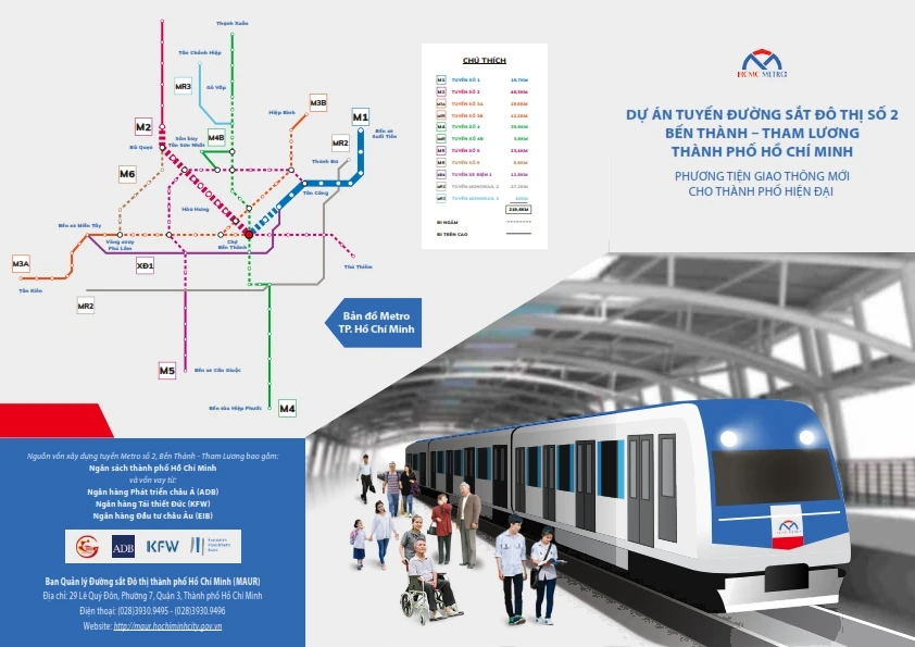 Tuyến metro số 2 là tuyến xuyên tâm dài nhất trong mạng lưới metro tại TP.HCM