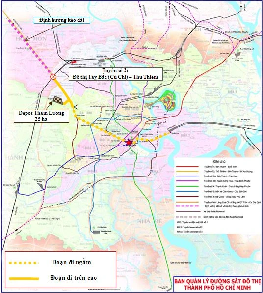 Sơ đồ quy hoạch tuyến metro số 2 TP.HCM

